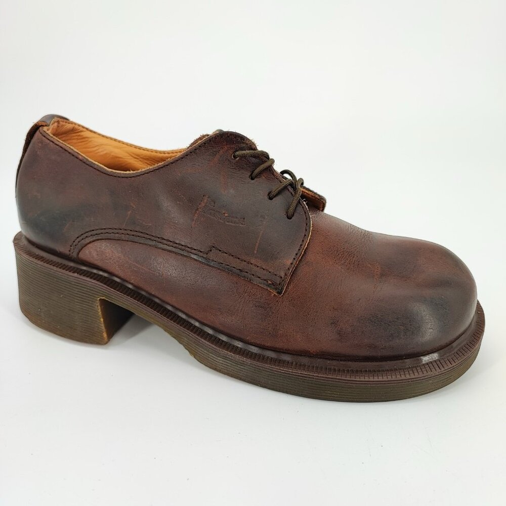 Dr. Martens Women's Size 8B US Leather Brown Block Heel Shoes Casual SM8461 - Picture 1 of 10